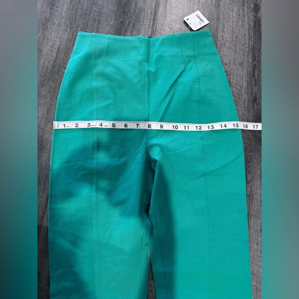 FREE PEOPLE‎ Real Deal Slit Green Boho Stretch Pants Sz XS NWT